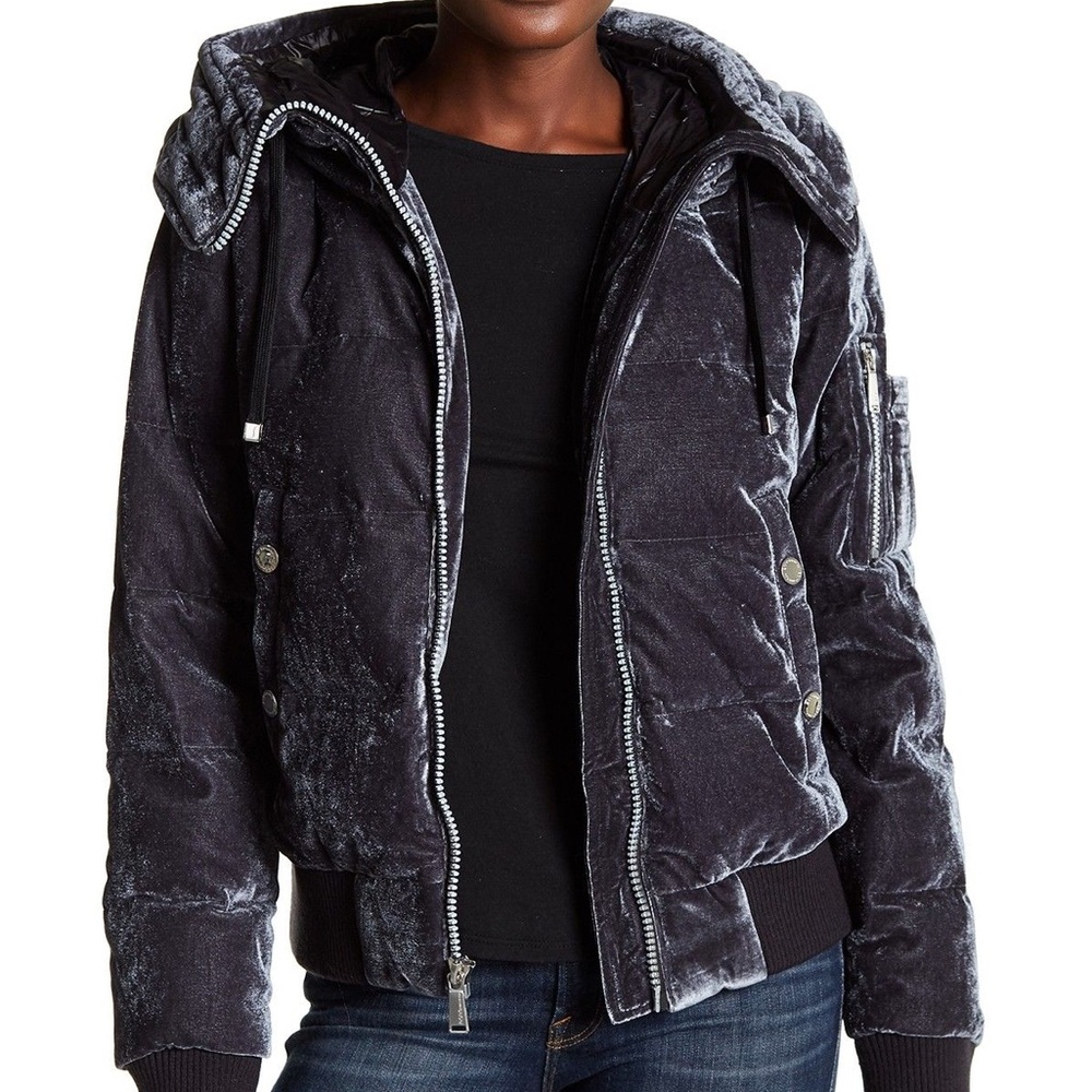 BCBG Velvet Puffer Coat